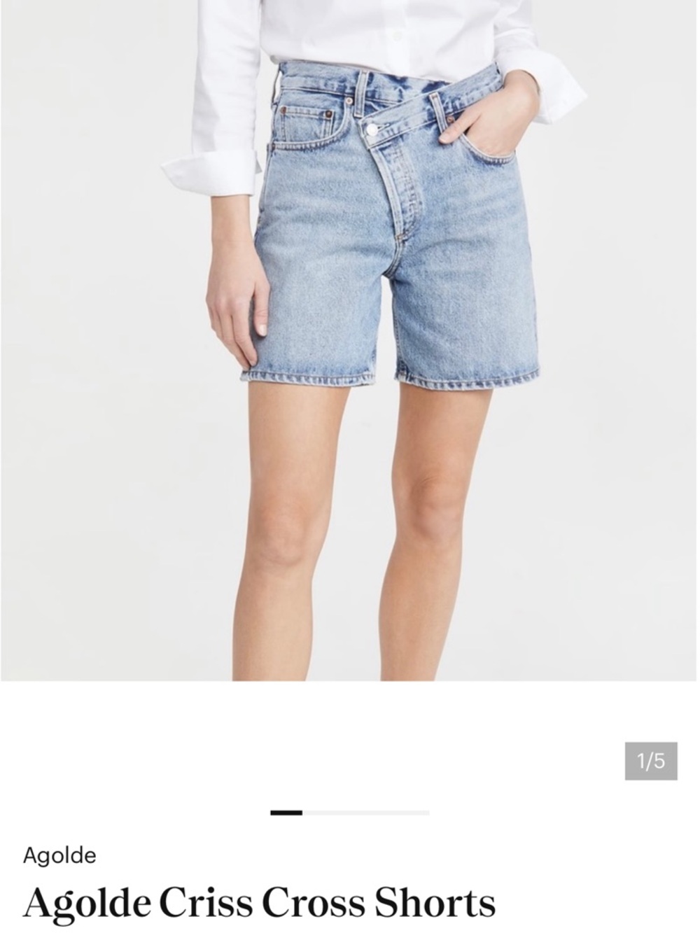Agolde Light Blue Criss-Cross Waist Denim Shorts
